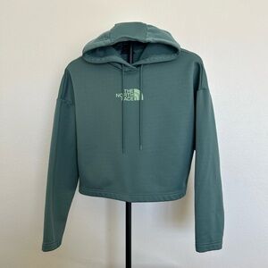 The North Face Women Cropped Performance Fleece Hoodie Size Small Dark Sage